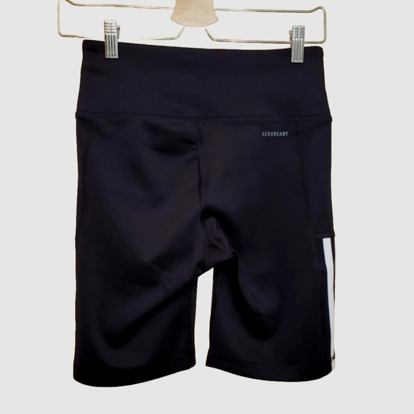 Adidas Aeroready Biker Shorts Cycle 1/2 Tights Primegreen 3 Stripe - Picture 3 of 8